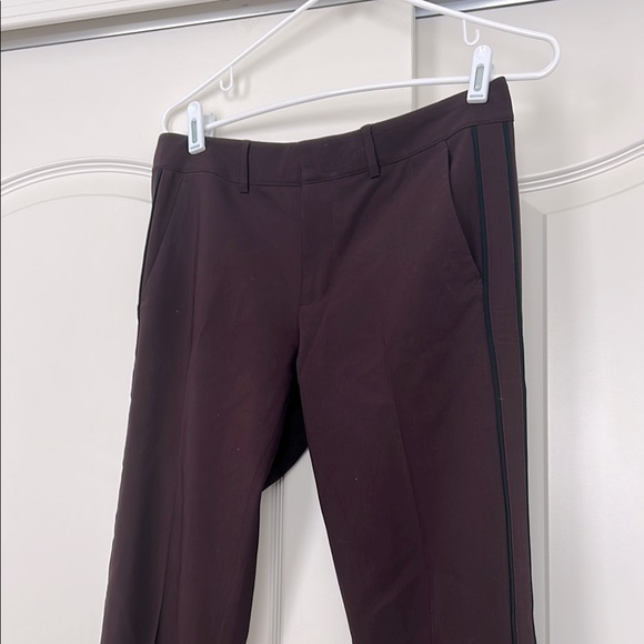 Vince Wool Side Stripe Tuxedo Burgundy Black Career Pants - Picture 3 of 7